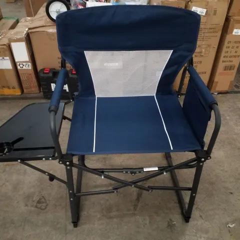 BOXED FOLDOUT CAMPING CHAIR WITH SIDE TABLE - BLUE