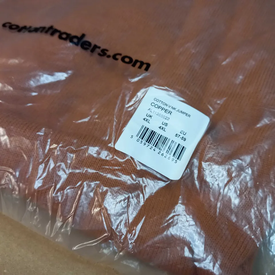 PACKAGAED COTTON TRADERS COPPER COTTON V NECK JUMPER - 4XL