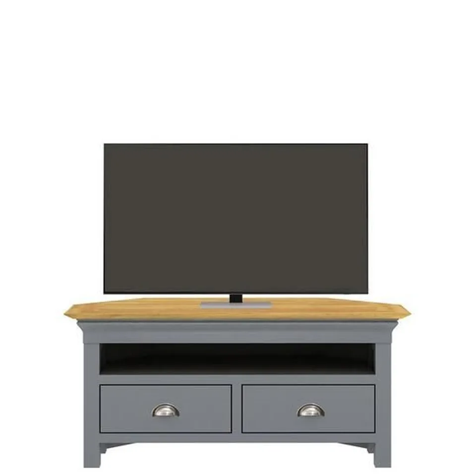 BOXED SEATTLE DARK GREY/OAK CORNER TV UNIT  RRP £309