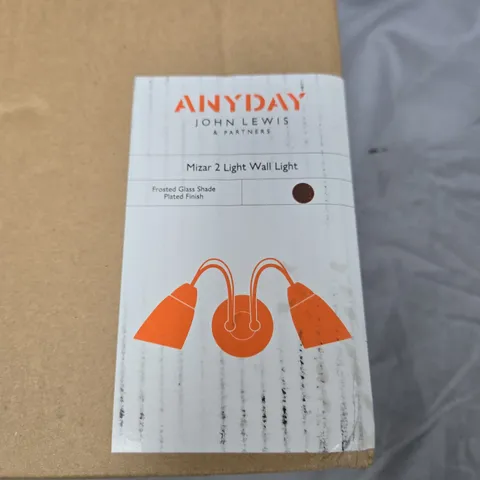 JOHN LEWIS ANYDAY MIZAR 2-LIGHT WALL LIGHT – FROSTED GLASS SHADES, PLATED FINISH