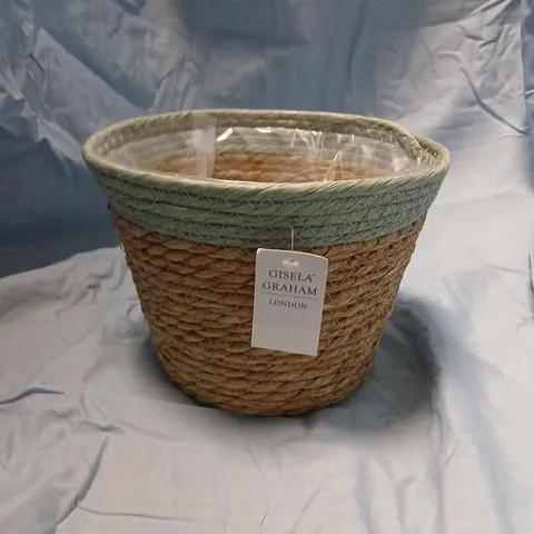 SIX GISELA GRAHAM LONDON DECORATIVE WOVEN BASKET