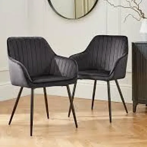 BOXED PAIR OF ALISHA DINING CHAIRS - CHARCOAL/BLACK (1 BOX)