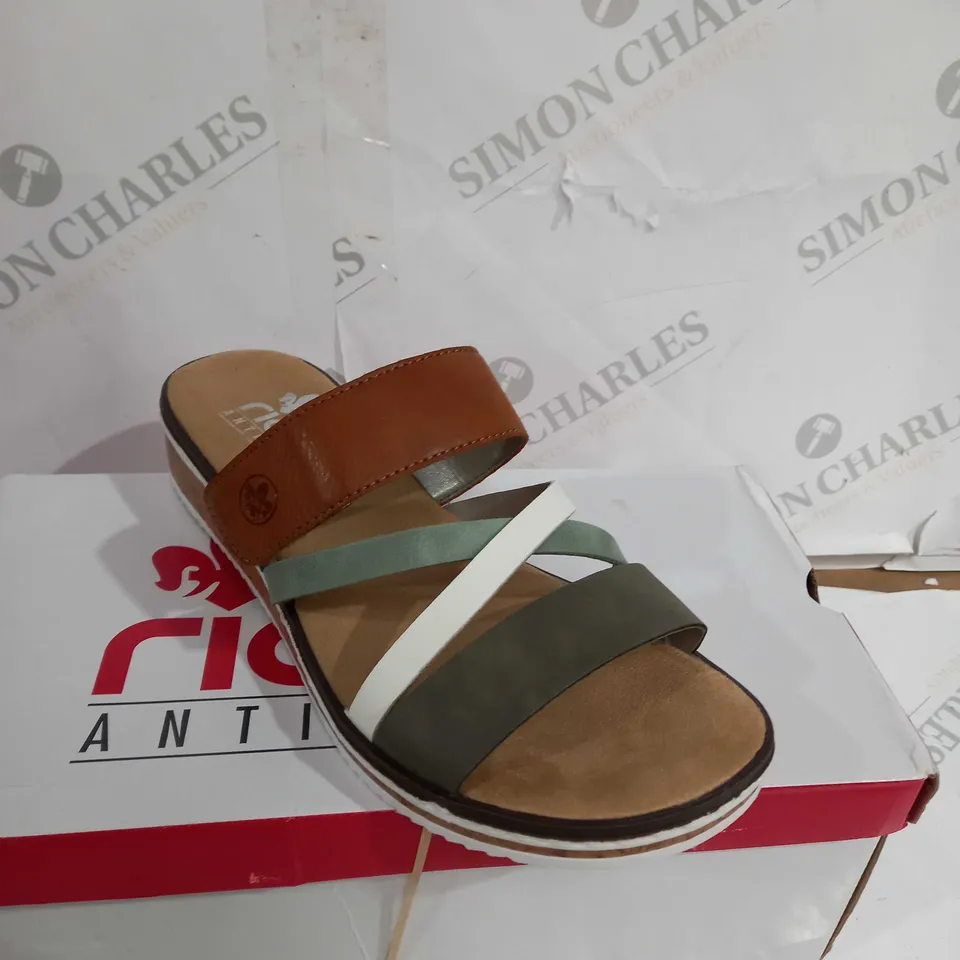 BOXED RIEKER ANTISTRESS STRIPY MULE SANDAL - SIZE 6 1/2