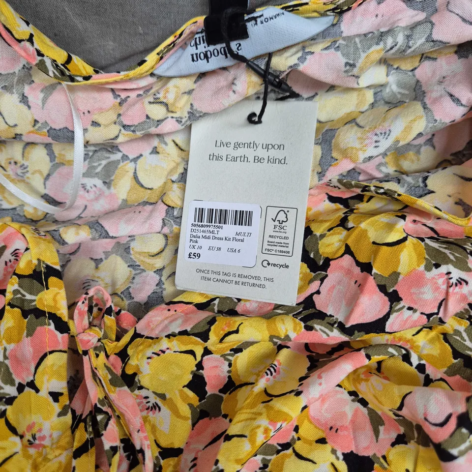 NOBODYS CHILD - DALIA MIDI FLORAL DRESS – FLORAL PINK, UK 10