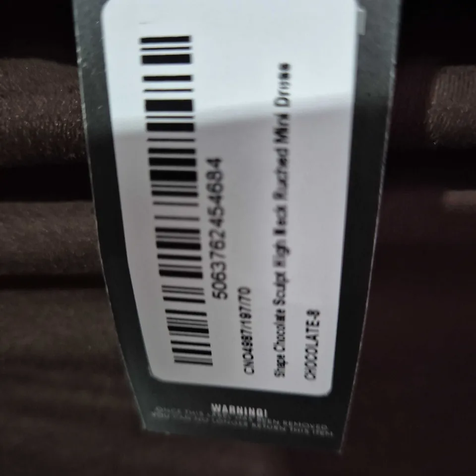 PRETTYLITTLETHING SHAPE DRESS – BROWN, UK 8 (EU 36)