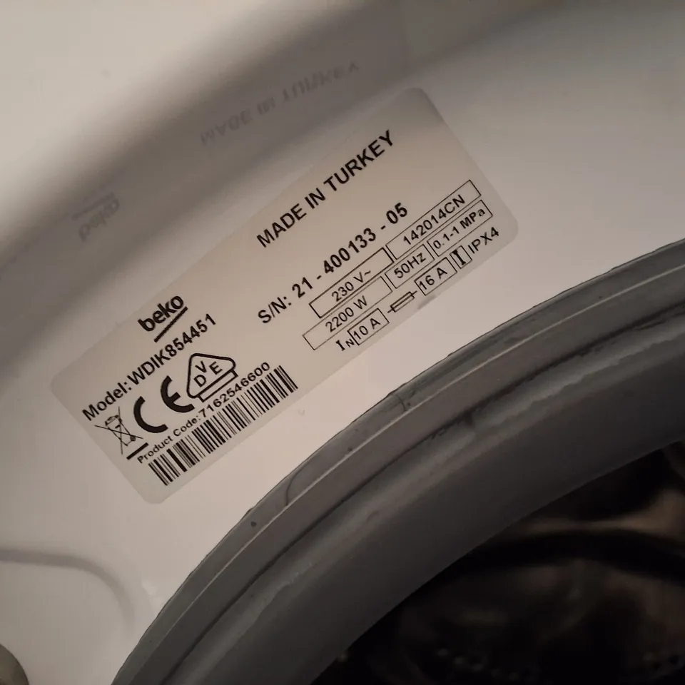 BEKO PRO RECYCLEDTUB WDIK854451 BLUETOOTH INTEGRATED 8 KG WASHER DRYER