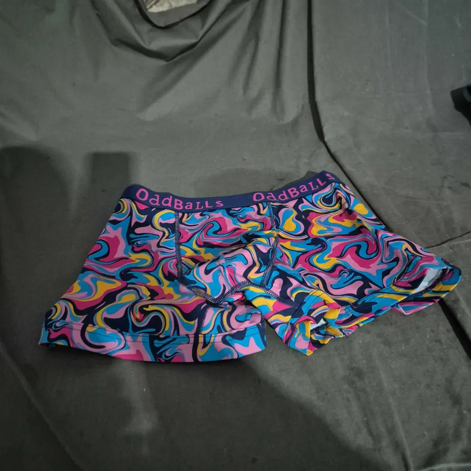 ODDBALLS UNDERWEAR - MEN'S BOXER SHORTS, COLOURFUL SWIRL PRINT, SIZE S (UK SMALL)