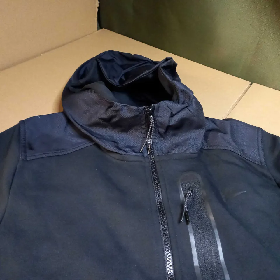 NIKE BLACK/LOGO ZIPPED HOODED JACKET - SMALL