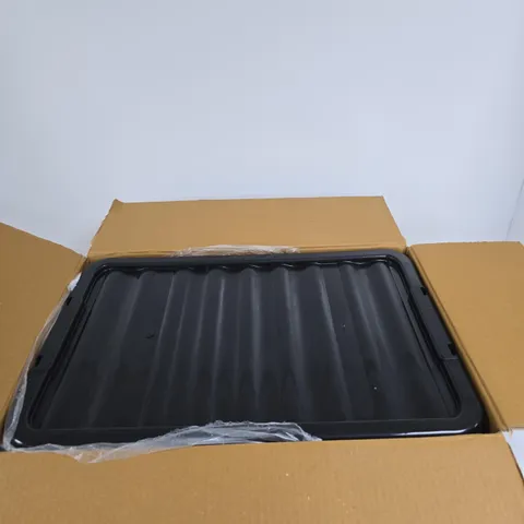 BLACK RIBBED PLASTIC TRAY LIDS– STORAGE/CABINET LID - BOX OF APPROXIMATELY 7 LIDS