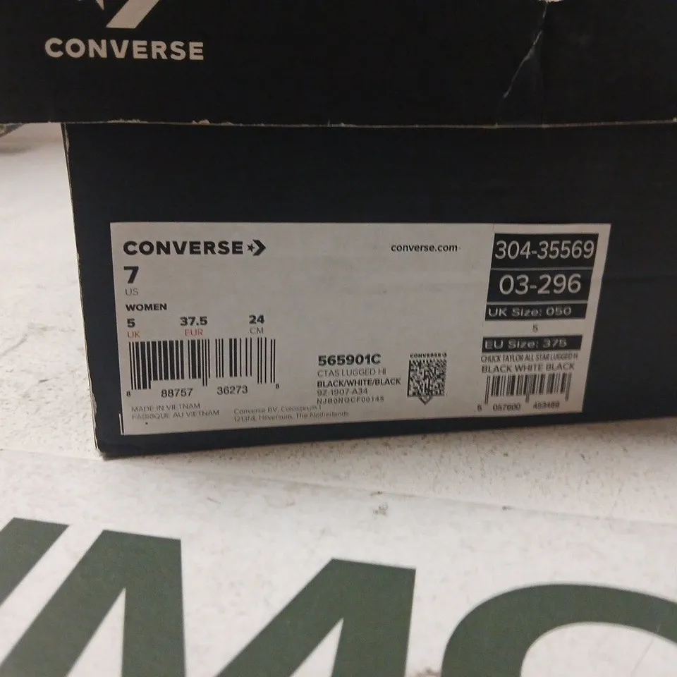 BOXED PAIR OF CONVERSE CHUCK TAYLOR ALL STAR HIGH-TOP PLATFORM SNEAKERS – BLACK, WOMEN'S UK 5