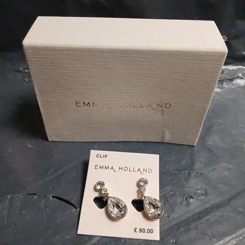 EMMA HOLLAND CLIP EARRINGS WITH TEARDROP CRYSTALS 
