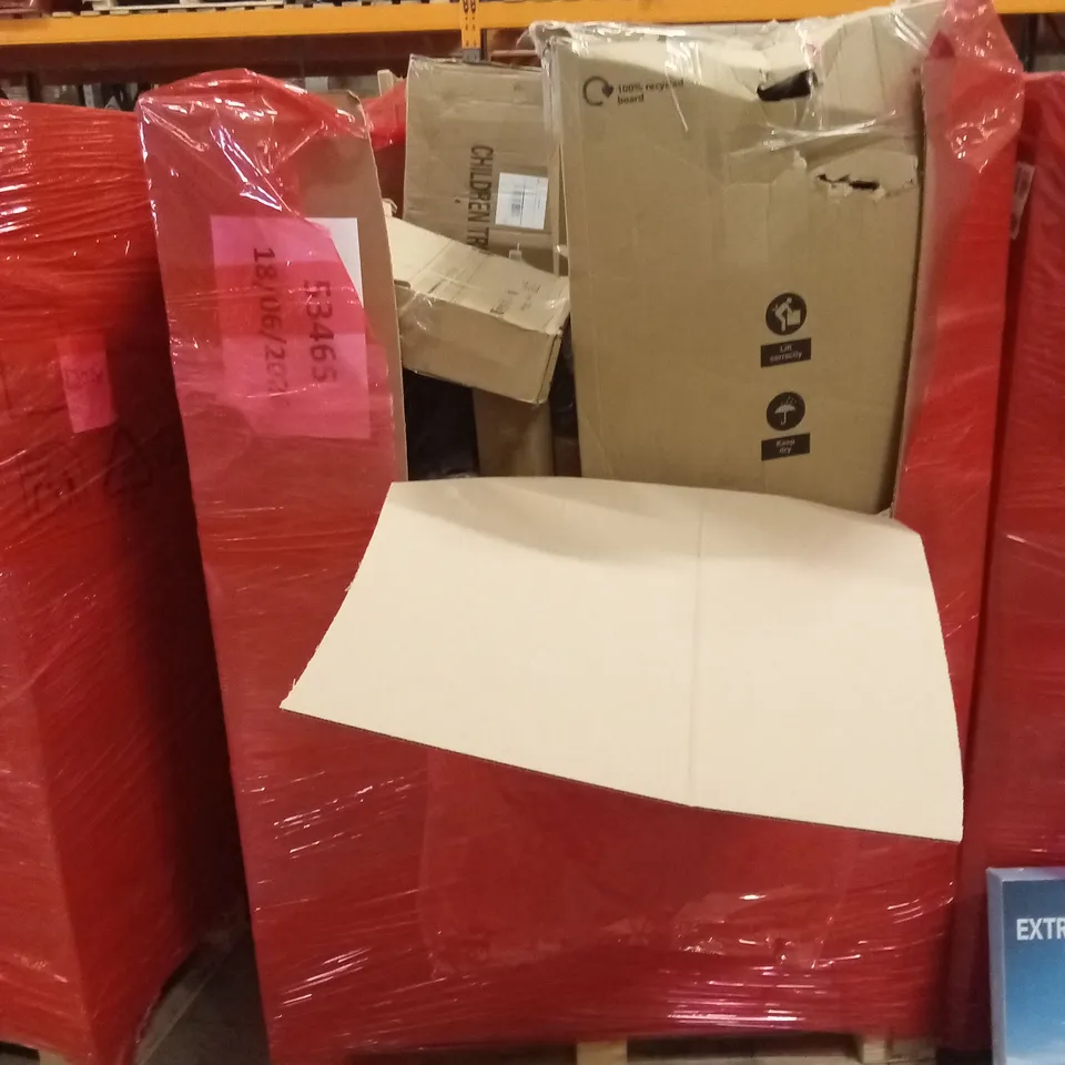 PALLET OF ASSORTED HOUSEHOLD GOODS AND PRODUCTS TO INCLUDE; TOILET SEAT, BLINDS, FLOOR LAMP ETC
