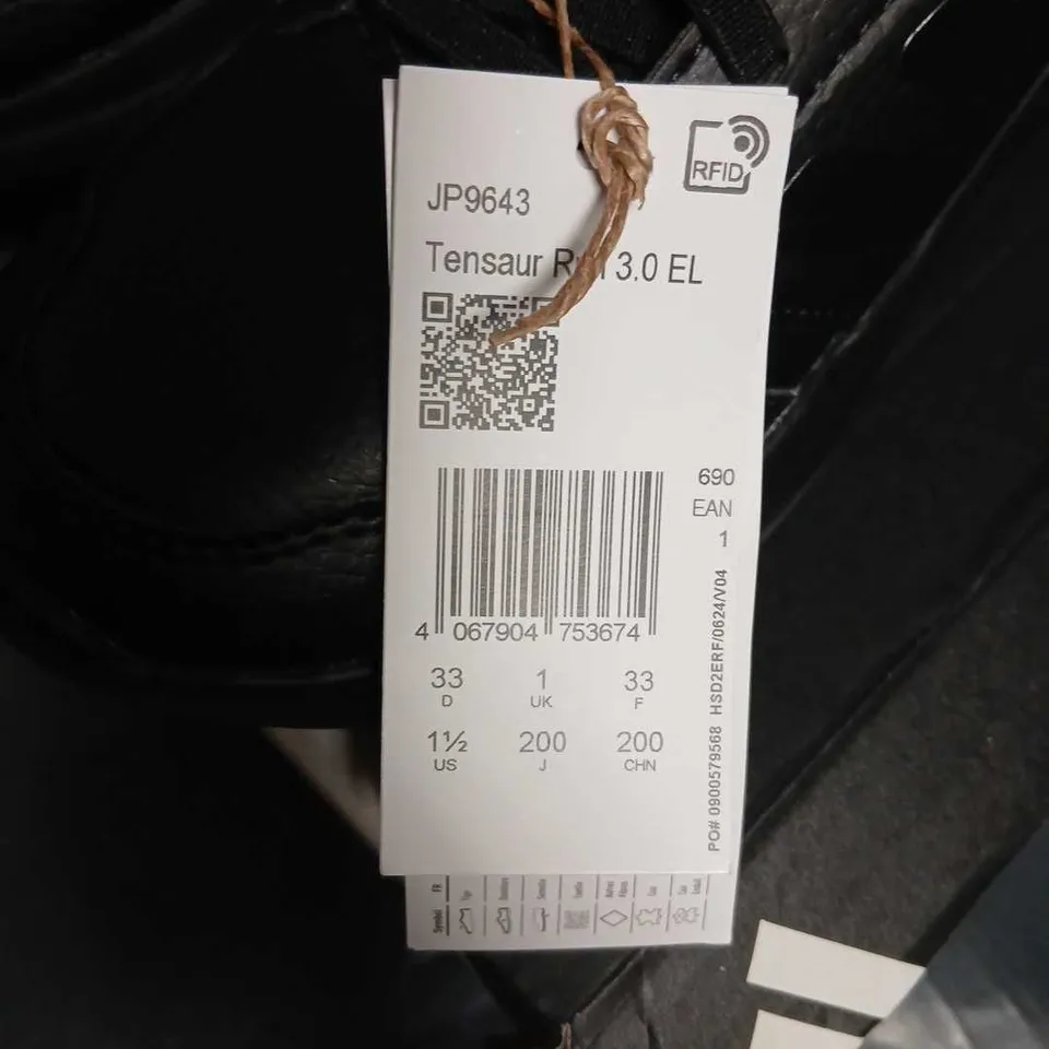 ADIDAS TENSAUR RUN 3.0 EL BLACK KIDS' TRAINERS UK 1 