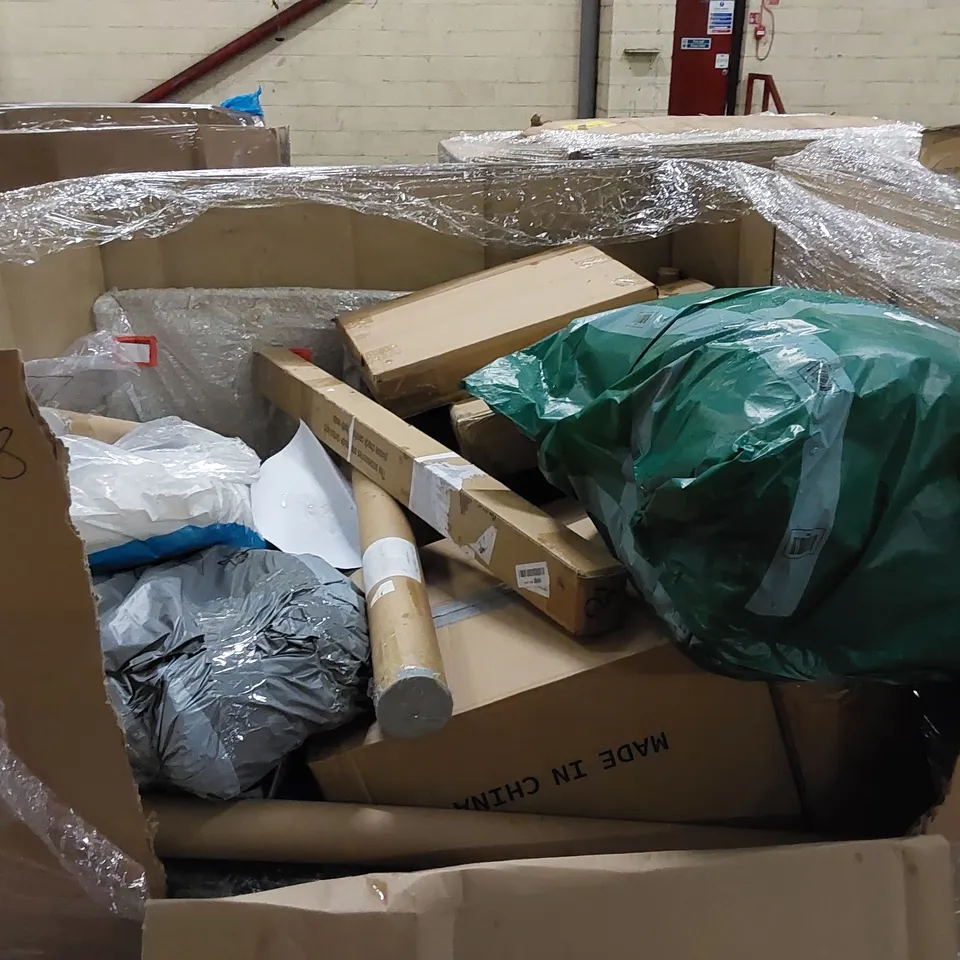 PALLET TO CONTAIN ASSORTED HOUSEHOLD ITEMS AND CONSUMER PRODUCTS. INCLUDING TOILET SEAT, VACUUM CLEANER, PIZZA STONE AND PEEL SET, ELECTRIC BLANKET ETC