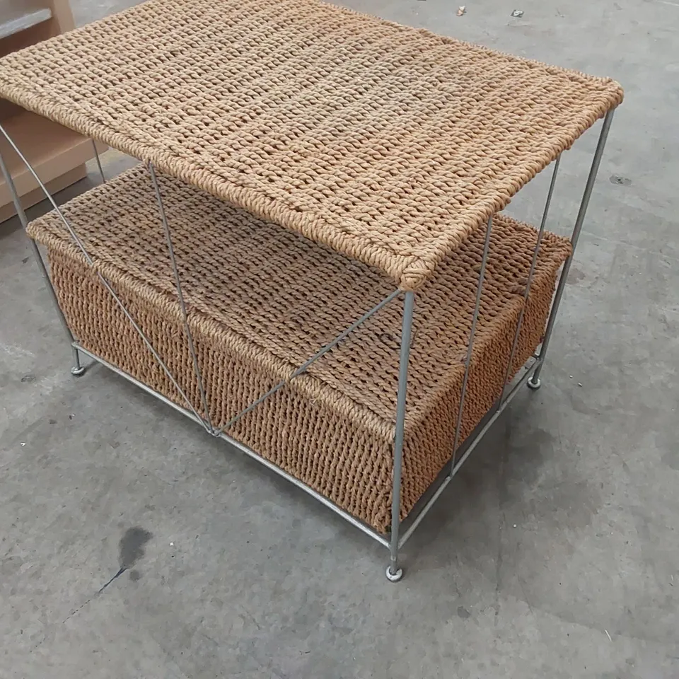 DESIGNER WICKER COFFEE TABLE WITH STORAGE 