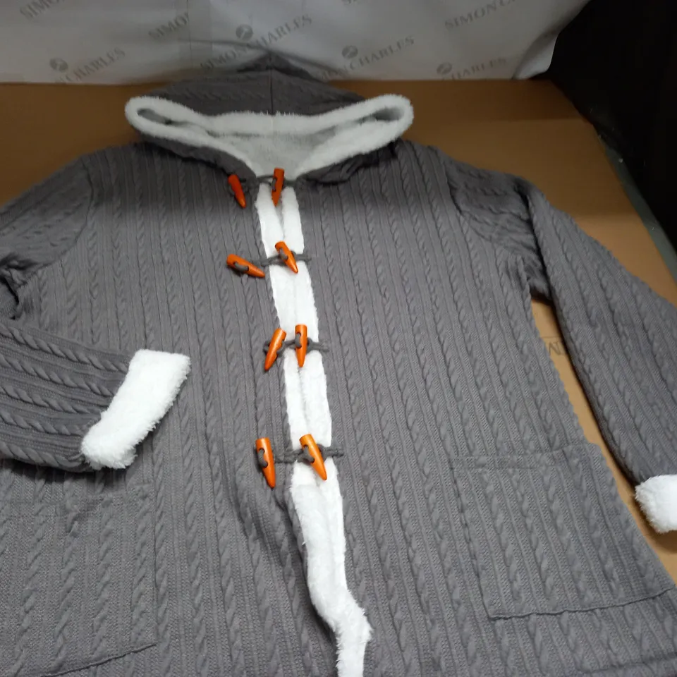 GREY BORG LINED HOODIE - SIZE UNSPECIFED