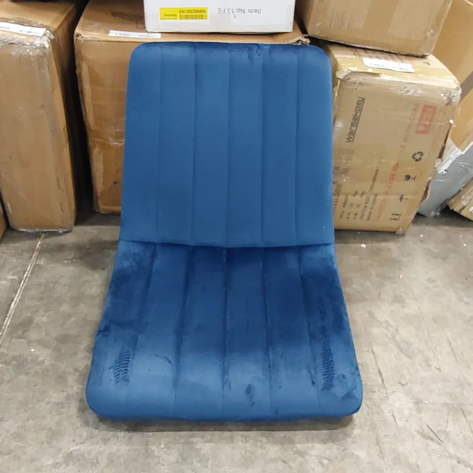 BOXED SET OF 2 DESIGNER BLUE VELVET DINING CHAIRS (1 BOX)