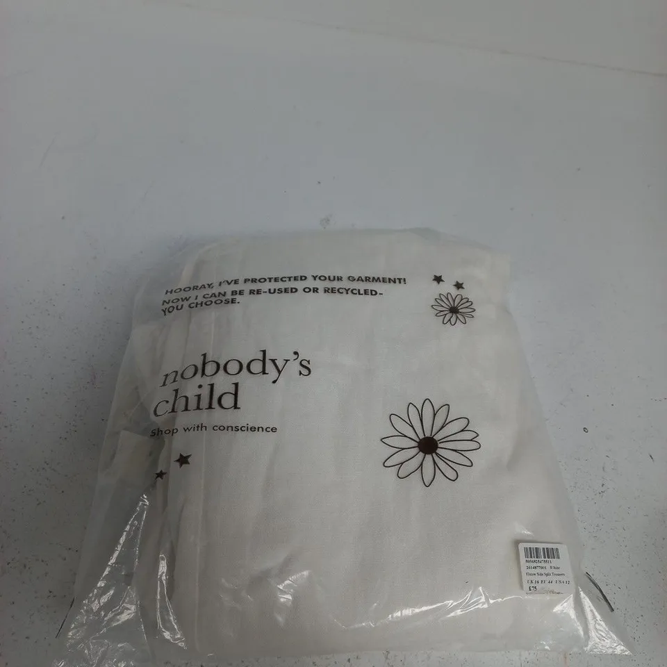 NOBODY'S CHILD ELSTOW SIDE SPLIT TROUSERS – WHITE, UK 16