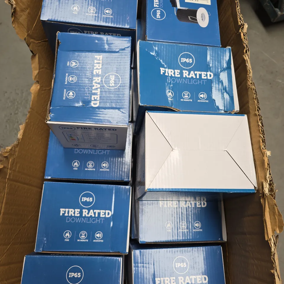 BOX OF APROX 20 ASSORTED FIRE RATED DOWNLIGHTS 
