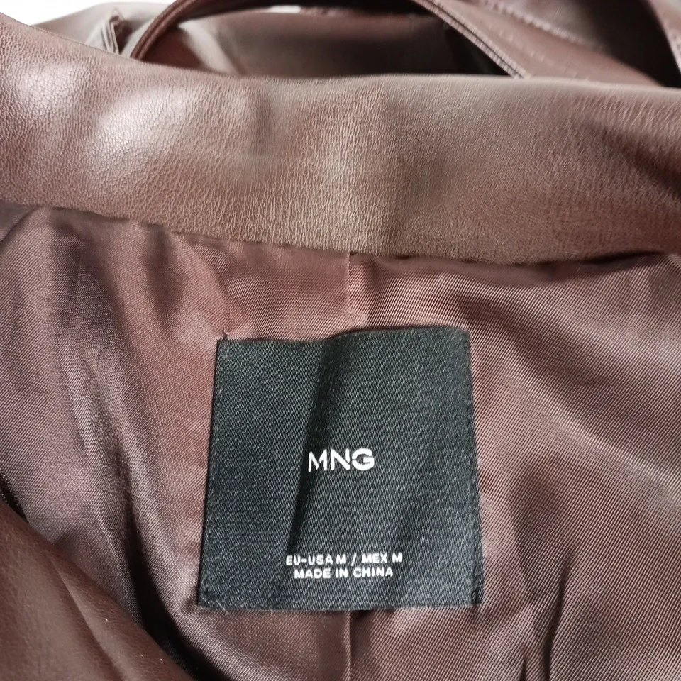 MNG BY MANGO BROWN LEATHER-LOOK JACKET – WOMEN'S, SIZE M (EU/US M) – MADE IN CHINA