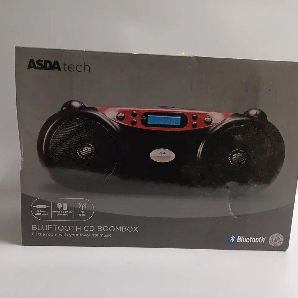 BOXED ASDA TECH BLUETOOTH CD BOOMBOX 