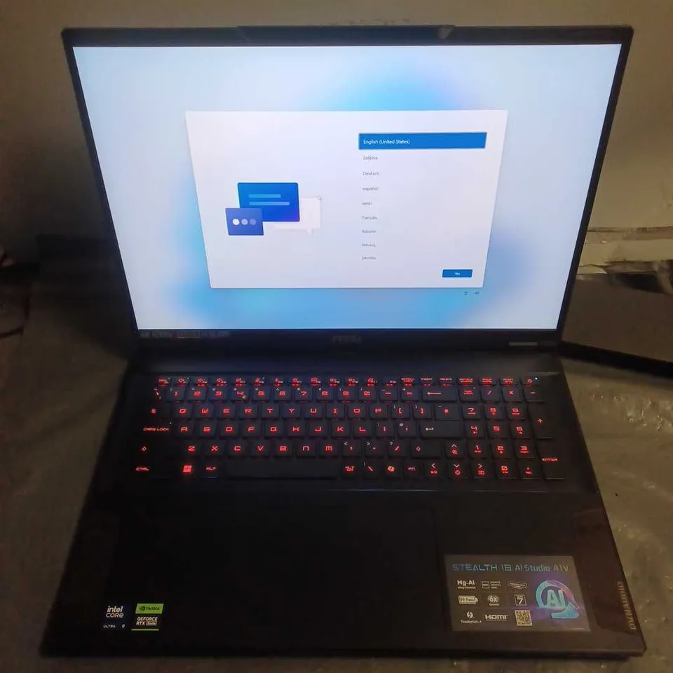 BOXED MSI STEALTH 18 AI STUDIO A1VHG GEFORCE RTX 4080/12GB DDR6 INTEL ULTRA 9 185H 32GB DDR5 RAM 2TB SSD LAPTOP