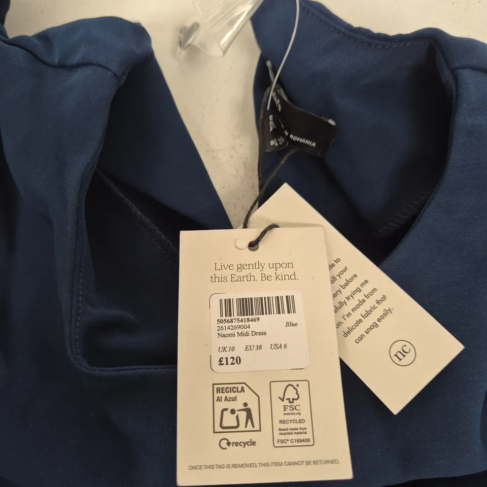 NOBODY'S CHILD NAOMI MIDI DRESS – NAVY BLUE, UK 10 (EU 38, USA 6)