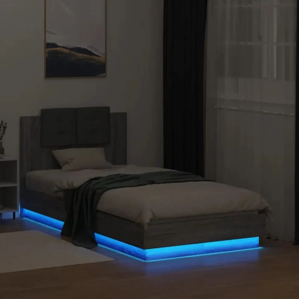 BOXED LATITUDE RUN BED FRAME WITH HEADBOARD AND LED LIGHTS 75 x 190cm SMALL SINGLE (2 BOXES)