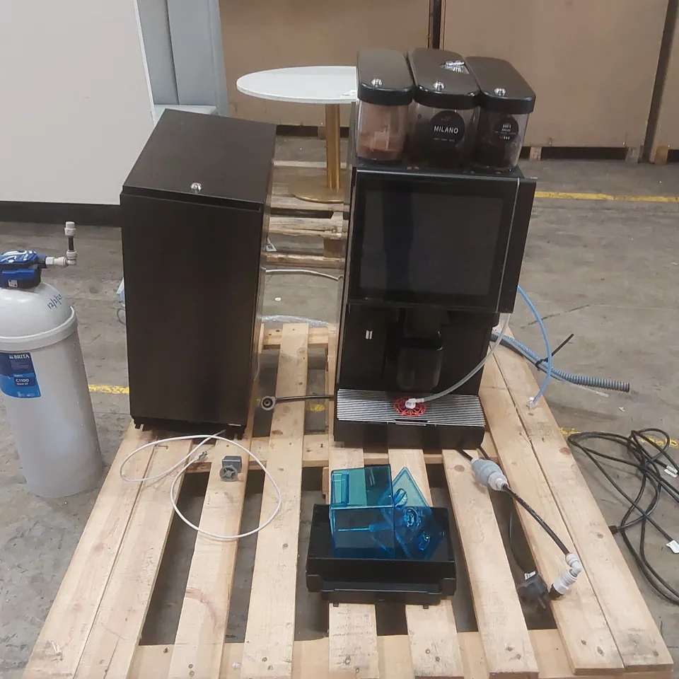 SCHAERER COMMERCIAL COFFEE MACHINE DISPENSER WITH MILK CHILLER AND WATER FILTER CARTRIDGE