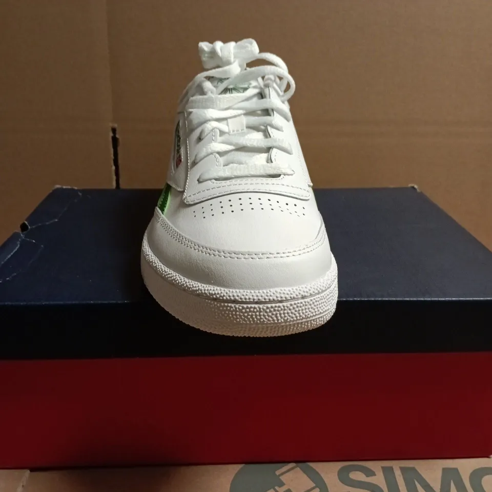 BOXED PAIR OF REEBOK CLUB C REVENGE UNISEX TENNIS TRAINERS – WHITE WITH GREEN - 9