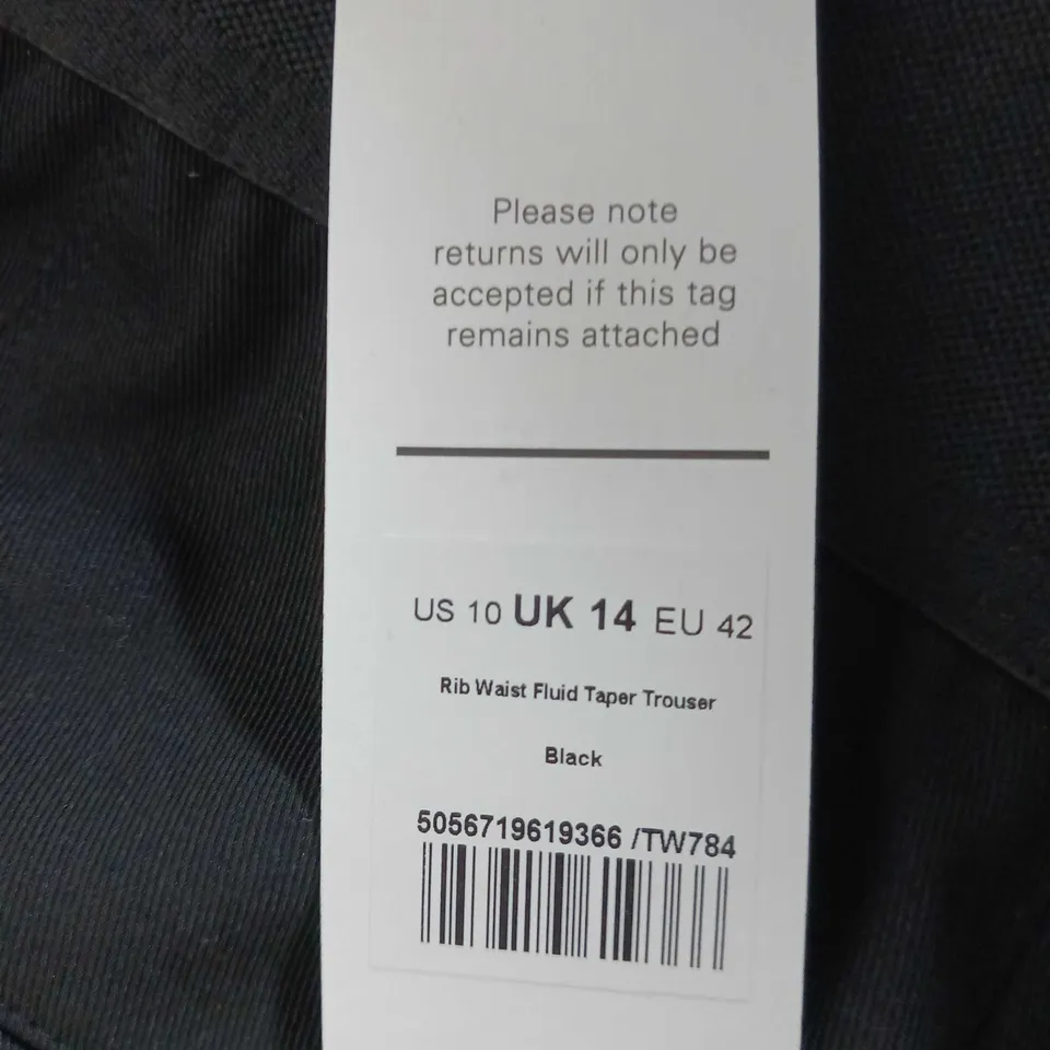 PAIR EM&FM BLACK LADIES TROUSERS ELASTICATED WAIST SIZE UK14