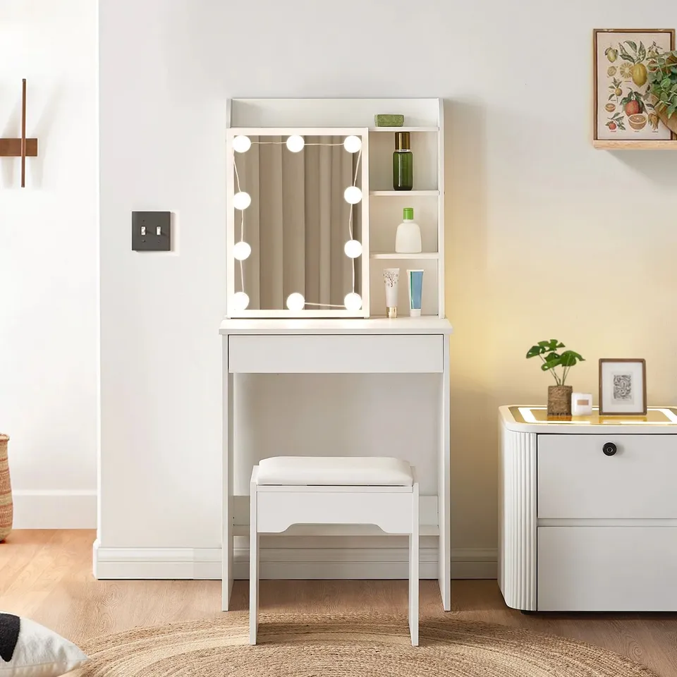 BOXED MONA VANITY DRESSING TABLE SET [SLIDING MIRROR] (1 BOX)