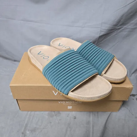 BOXED VIONIC EVIE KNIT SLIDE SANDALS – BLUE, UK 5.5
