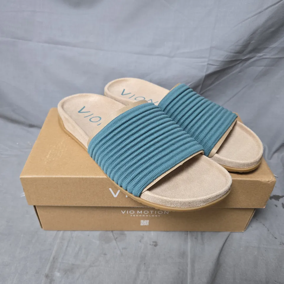 BOXED VIONIC EVIE KNIT SLIDE SANDALS – BLUE, UK 5.5