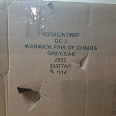 WARWICK PAIR OF CHAIRS – GREY/OAK (BOXED)