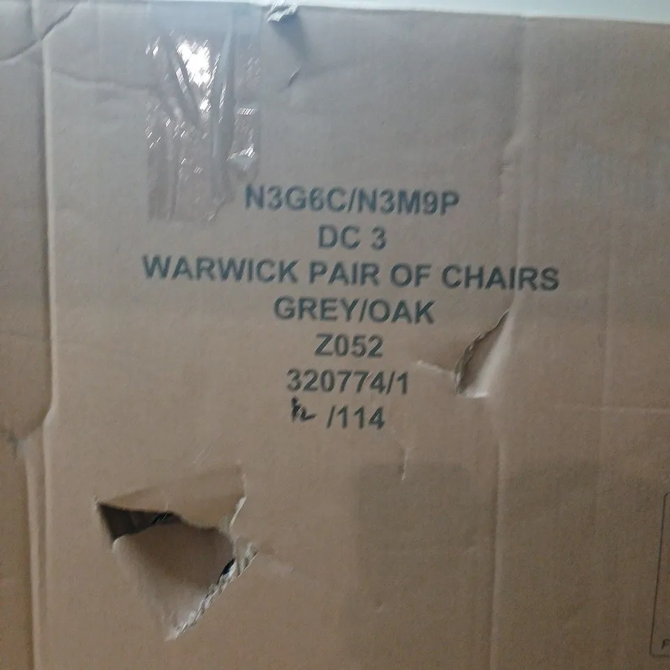 WARWICK PAIR OF CHAIRS – GREY/OAK (BOXED)
