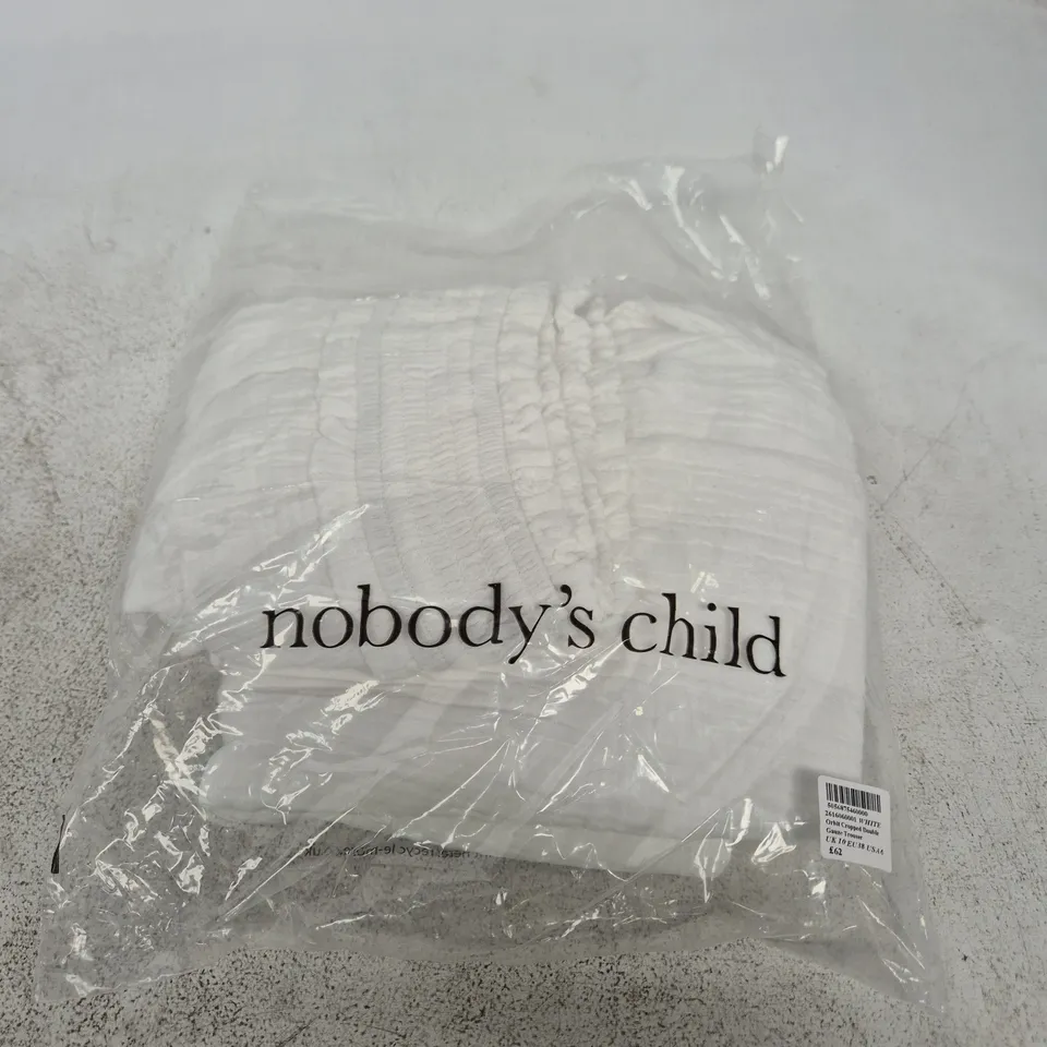 NOBODY'S CHILD ORBIT CROPPED DOUBLE GAUZE TROUSER – WHITE – UK 10