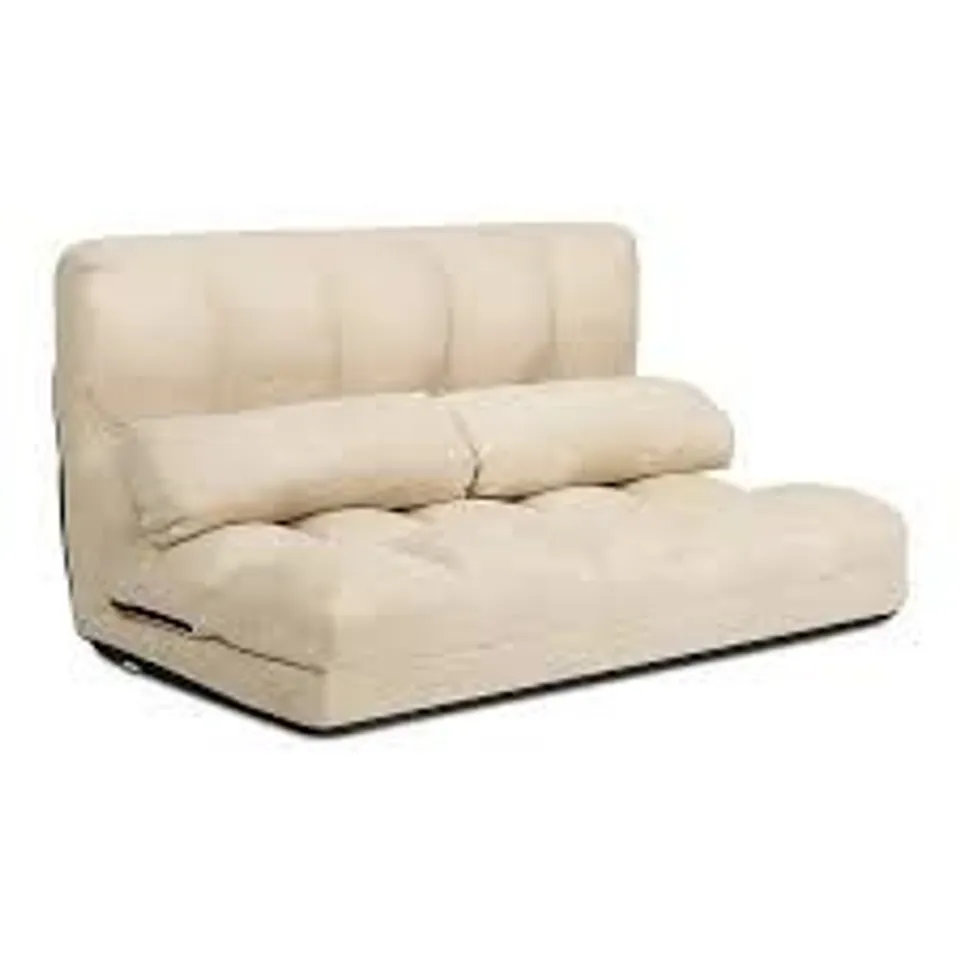 BOXED COSTWAY 2 IN 1 FOLDING FLOOR LAZY SOFA BED WITH 6 ADJUSTABLE SEAT POSITIONS AND 2 PILLOWS - BEIGE