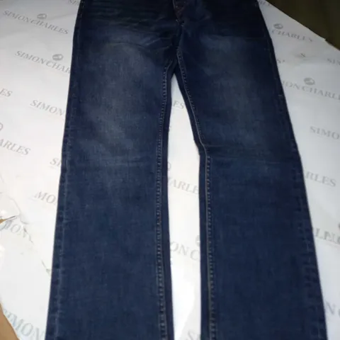 PRETTY GREEN MENS SKINNY FIT JEANS IN BLUE - 36W, 32L