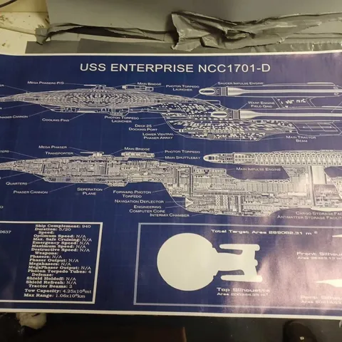 ROLLED PRINT OF THE USS ENTERPRISE - APPROX 100X50CM