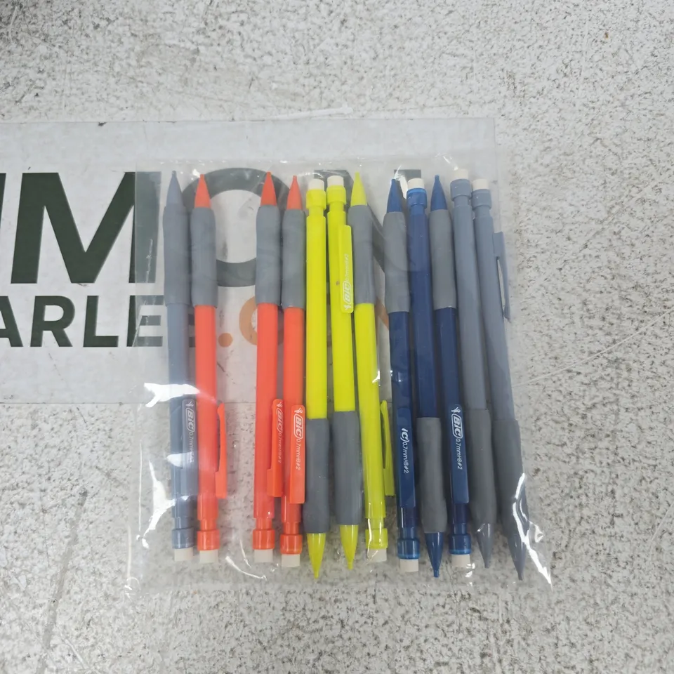 TOTE OF APPROXIMATELY 12 ASSORTED ITEMS TO INCLUDE: BIC MECHANICAL PENCILS