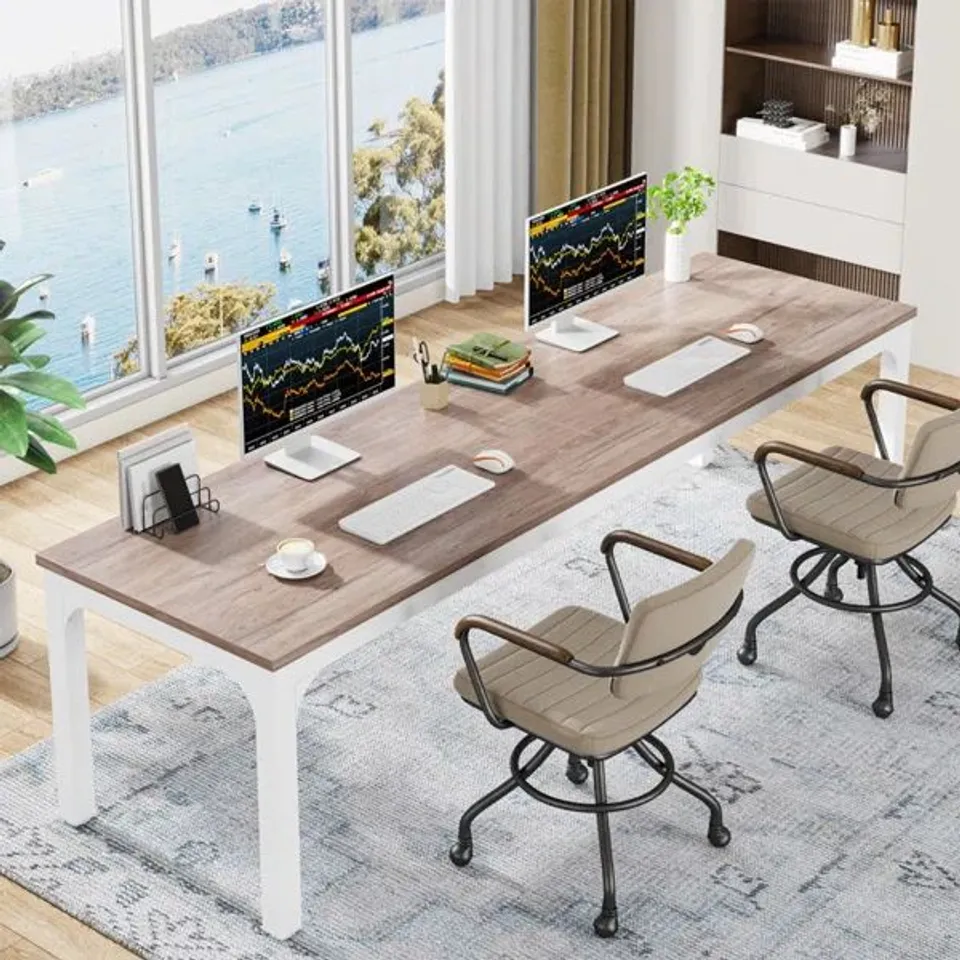 BOXED 200cm W METAL BASE COMPUTER DESK (1 BOX)