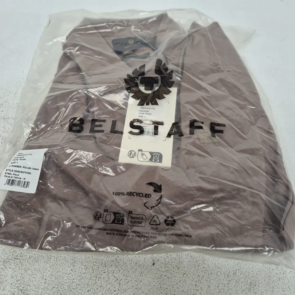 BELSTAFF DUSTY TAUPE MERCERISED COTTON POLO SHIRT – UK L