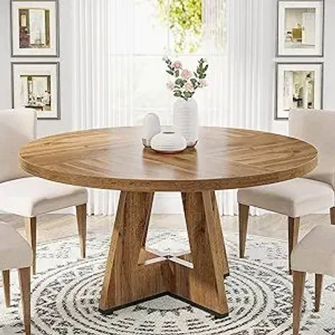 BOXED TRIBESIGNS 47 INCH ROUND DINING TABLE, BURLYWOOD