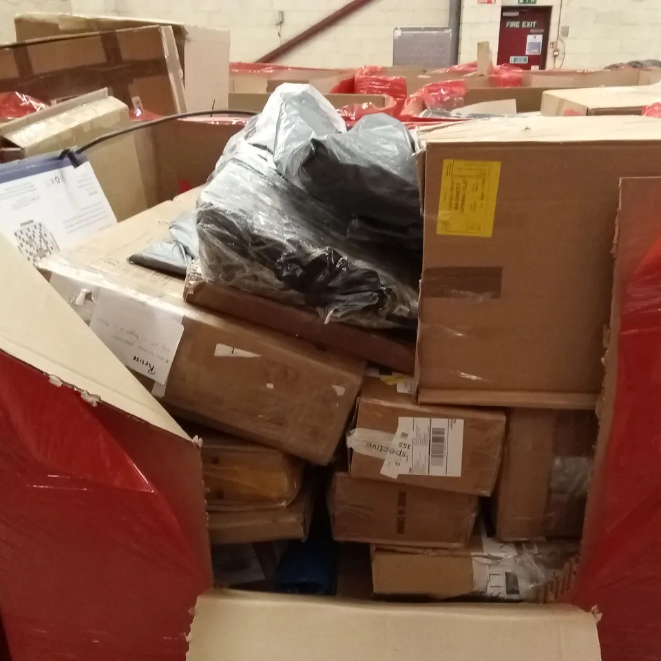PALLET OF ASSORTED HOUSEHOLD GOODS AND PRODUCTS TO INCLUDE; BOXED FURNITURE ETC