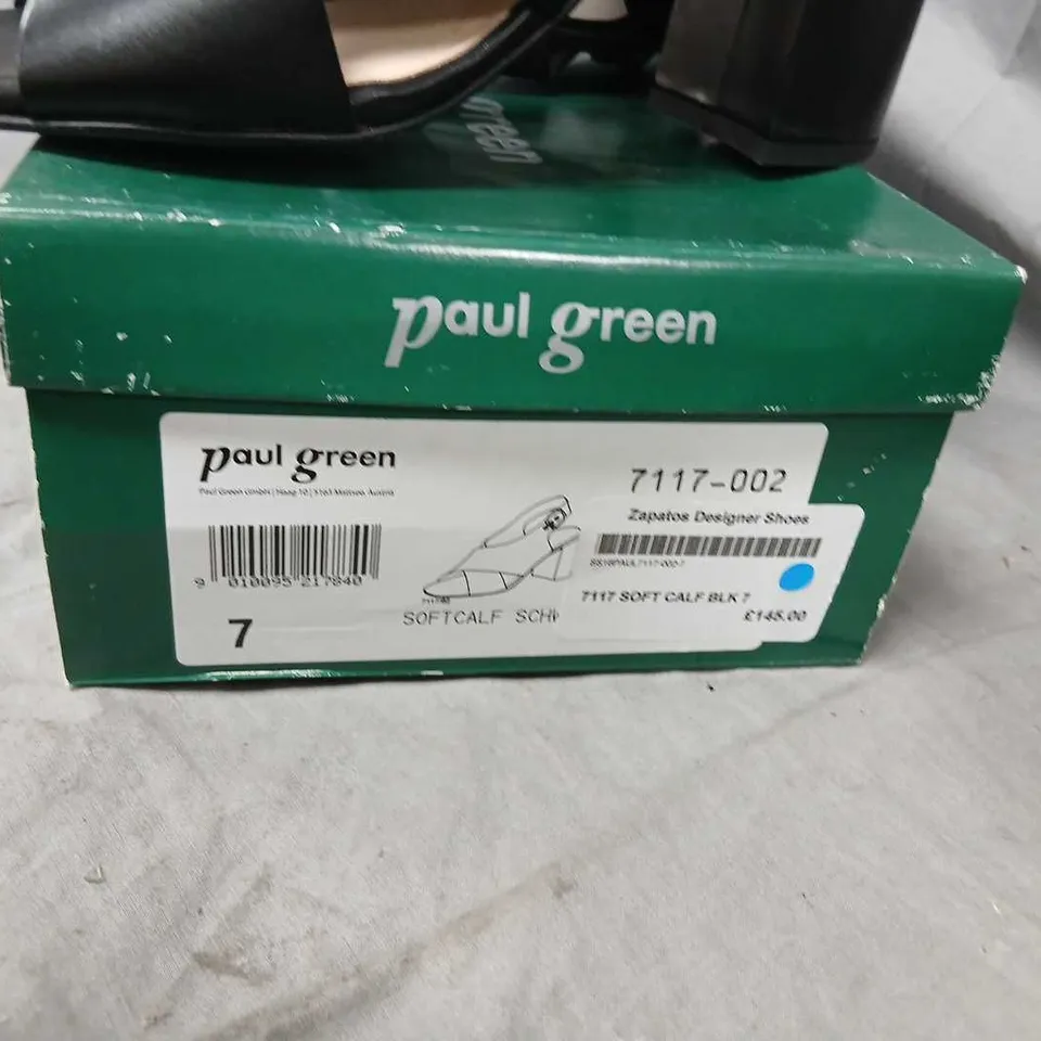 PAUL GREEN BLACK LEATHER SANDALS, UK 7 – OPEN-TOE, ANKLE-STRAP, BLOCK HEEL