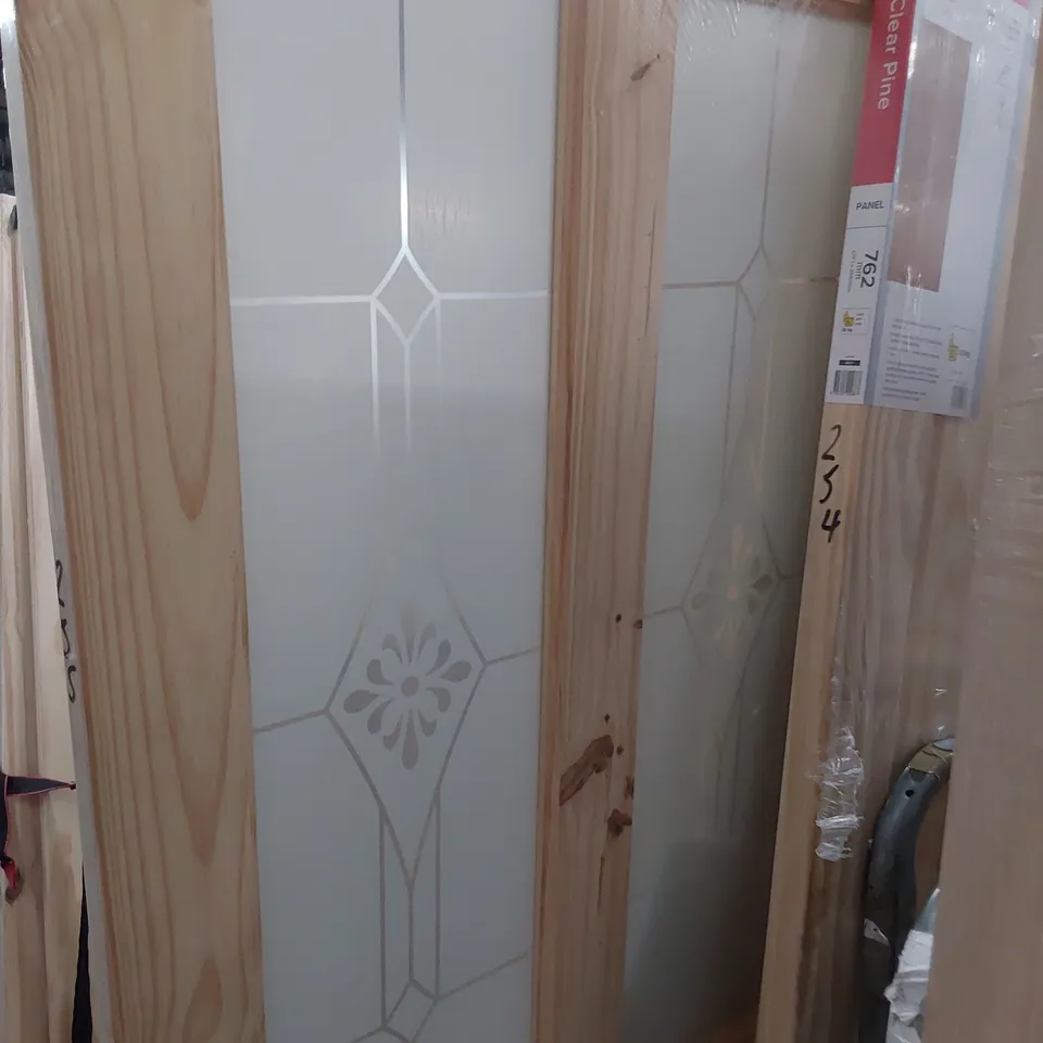 KNOTTY PINE 4 PANEL HALF OBSCURE GLAZED DOOR 2032 × 813mm