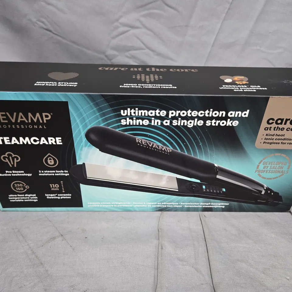 REVAMP STEAMCARE PROFESSIONAL HAIR STRAIGHTENER – BOXED
