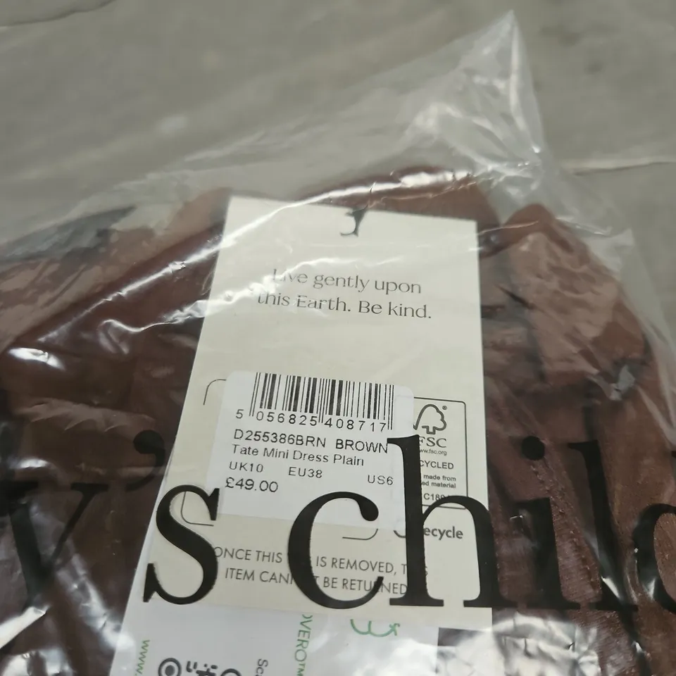 NOBODYS CHILD BROWN TATE MINI DRESS PLAIN UK 10 WITH TAGS