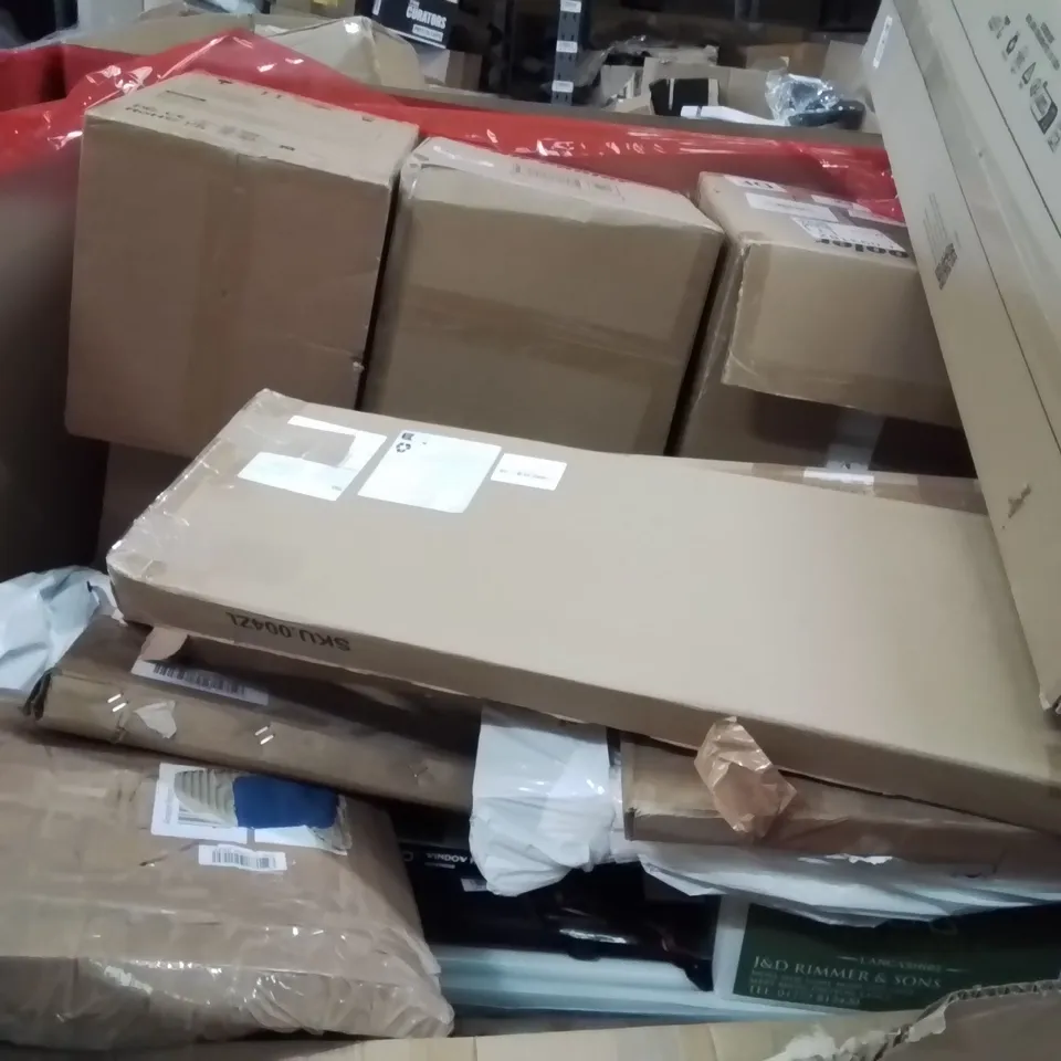 PALLET OF ASSORTED HOUSEHOLD GOODS AND PRODUCTS TO INCLUDE;AIR COOLER,RETRACTABLE SAFETY GATE,TRAVEL MAP